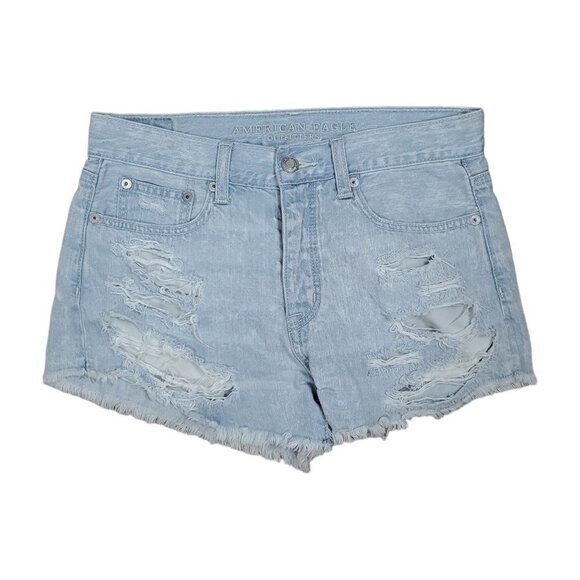 American Eagle Button Fly High Waist Distressed Frayed Jean Shorts - Picture 1 of 9